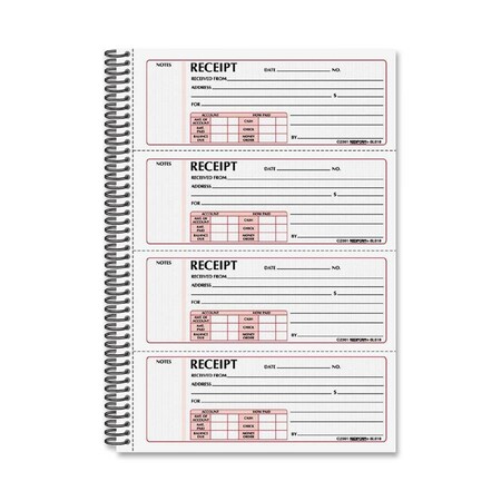 Rediform Book, Receipt, 2Pt, 4 Per Page Pk RED8L810